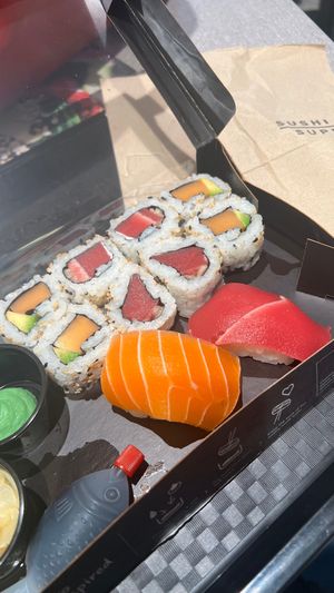 Supposed vegan sushi. Tastes like real fish 🫣 at Sushi Supply in Hamburg