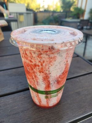 strawberry/cookies and cream milkshake at Plant Power Fast Food - SDSU in San Diego