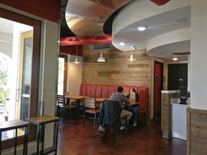 Inside seating at Plant Power Fast Food - SDSU in San Diego