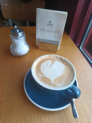 Milchkaffee mit Hafermilch 🤍 at Café Pavillon in Loerrach