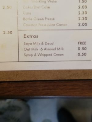 Soya, oat and almond milks at Urban Ground in Eastbourne