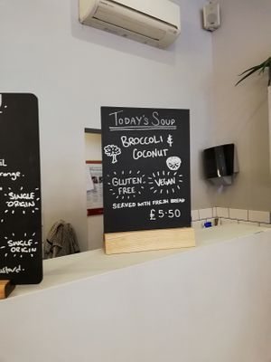 Vegan soup of the day at Urban Ground in Eastbourne