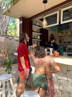 The restaurant  at Los Bowls de Guadalupe  in Tulum