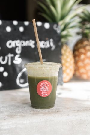 Green juice (without fruit!) yum! at Los Bowls de Guadalupe  in Tulum