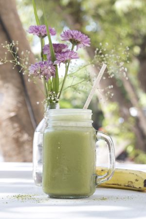 amazing matcha smoothie  at Los Bowls de Guadalupe  in Tulum