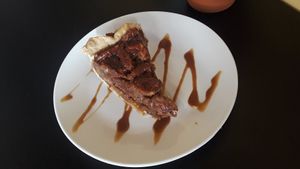 Pecan pie w/ carmel at Sunflower Cafe  in New York City