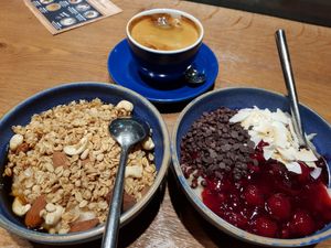 Porridge and coffee at Haferkater - S-Bf Friedrichstraße in Berlin