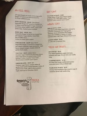 Vegan Burgers and more! at Spooky's Pizza in Murfreesboro