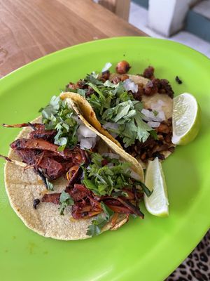 Chickpea and jackfruit tacos at El Bajón Vegano in Tulum