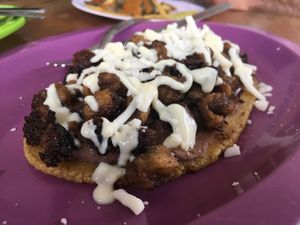 El huarache! at El Bajón Vegano in Tulum