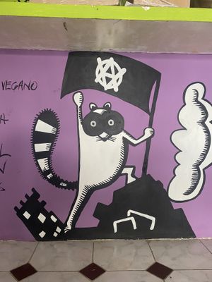 Mural inside  at El Bajón Vegano in Tulum