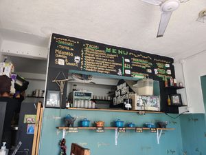 Menu at El Bajón Vegano in Tulum