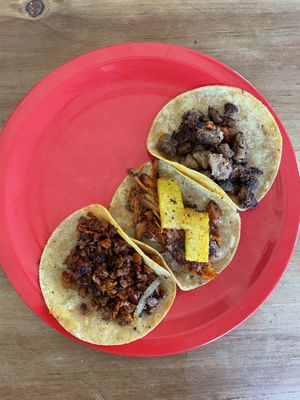 Tacos 🌮 before salsas   at El Bajón Vegano in Tulum