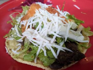 Tostada at El Bajón Vegano in Tulum