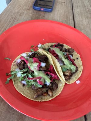 Soya tacos   at El Bajón Vegano in Tulum