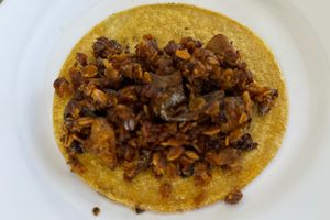 Taco chicharrón (as served)  at El Bajón Vegano in Tulum