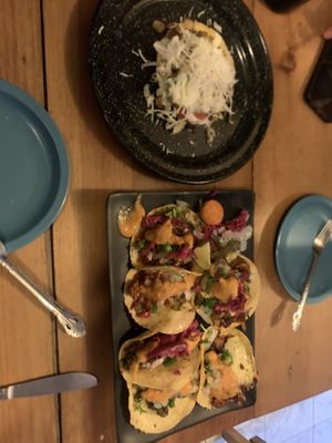 Tacos and tostada   at El Bajón Vegano in Tulum