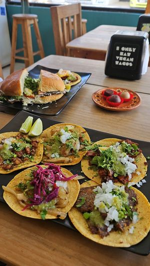 Al pastor, carnitas, milanesa & suadero at El Bajón Vegano in Tulum