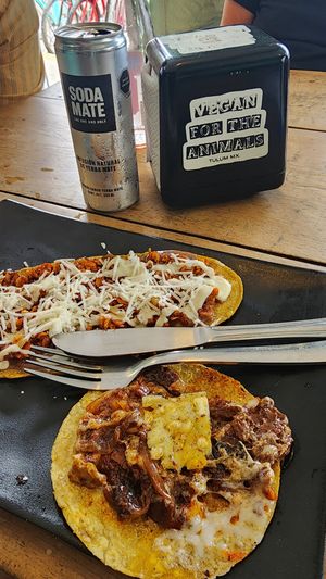 Huaraches and tacos at El Bajón Vegano in Tulum