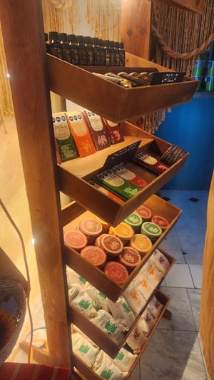 Various chocolate bars/discs/cocoa powders at El Bajón Vegano in Tulum