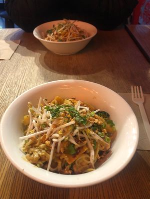 Peanut pad Thai with crispy tofu  at Noodlebox - 8th St in Calgary