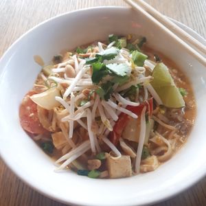 Spicy Peanut Noodle Box (w/ tofu and rice noodles) at Noodlebox - 8th St in Calgary