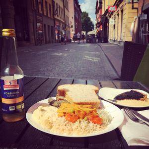 rice and veggies at Hermitage in Stockholm