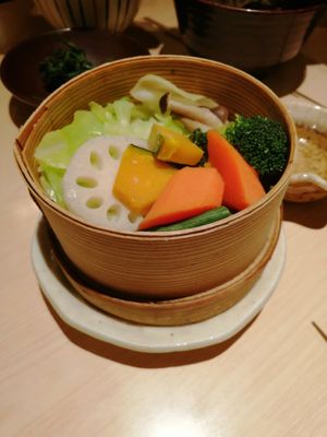 Steamed veg with melted cheese at Ootoya in Aomori