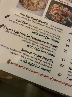 Menu   at Saigon Thai in Moncton