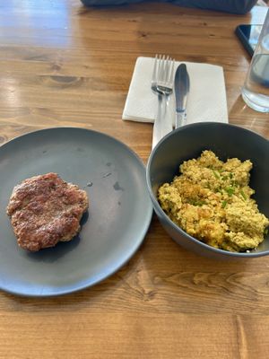 Vegan breakfast sausage and scrambled tofu  at Harvest on 25th in Waco