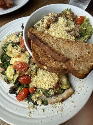 Half vegan pizza and half vegan Caesar. So good. Had to take some because it was so filling   at Harvest on 25th in Waco