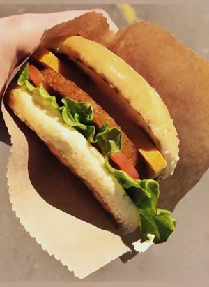 vegan cheeseburger 🍔  at Pan Vegan in Kyiv