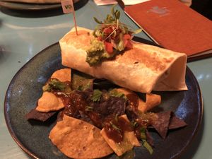 Roast ancho mushroom burrito  at Wahaca in Brighton