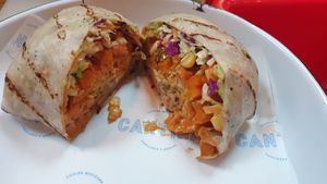 Vegan burrito at Cantina Bendigo in Bendigo