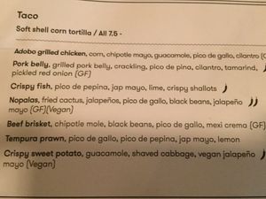 Menu at Cantina Bendigo in Bendigo