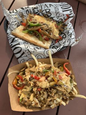 Cheesesteak sandwich and fries at SunLight Lounge in Amsterdam
