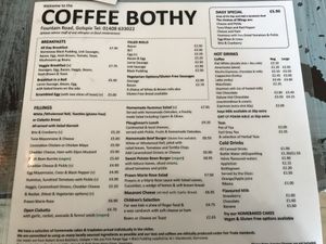 Menu April 2019 at Coffee Bothy in Golspie