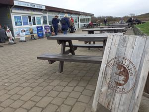 outside at Hiker Cafe in Bournemouth