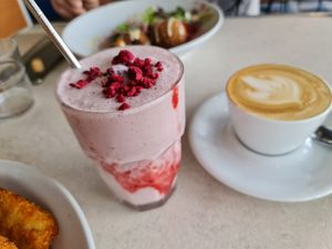 Strawberry frappe shake with vegan icecream at Matinee in Marrickville