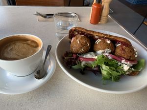 Vegan sub & macadamia latte  at Matinee in Marrickville