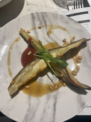 Roasted aubergine  at Rozey in Rotterdam