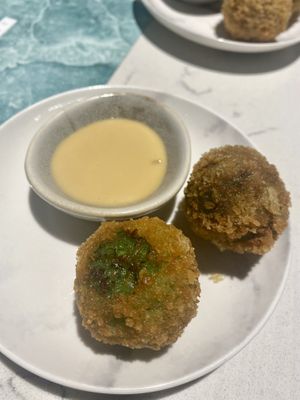Seaweed bitterballen, non vegan  at Rozey in Rotterdam