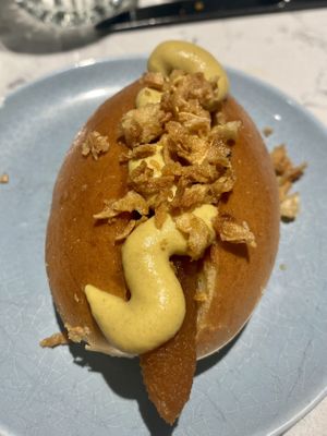 Carrot hotdog, non vegan  at Rozey in Rotterdam