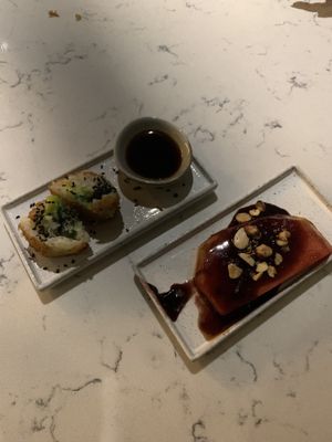 Crispy sushi en watermeloen steak   at Rozey in Rotterdam