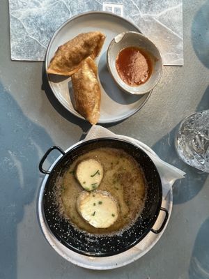 Gyozas and vegan coquille  at Rozey in Rotterdam