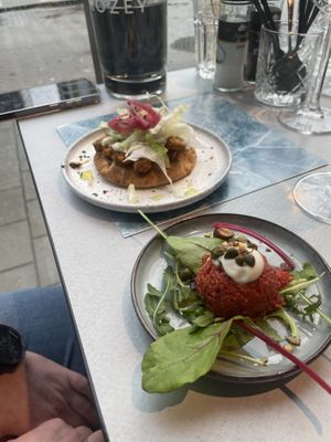 Pita gyros and steak tartare  at Rozey in Rotterdam