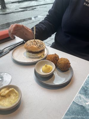 Rozey miniburger and bitterballen  at Rozey in Rotterdam