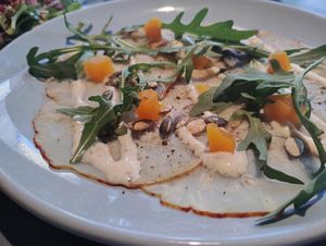 Knolselderij carpaccio at Rozey in Rotterdam