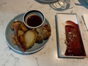 Tempura veggies and watermelon steak   at Rozey in Rotterdam