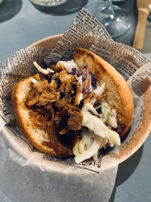 Pulled jackfruit bun at Rozey in Rotterdam